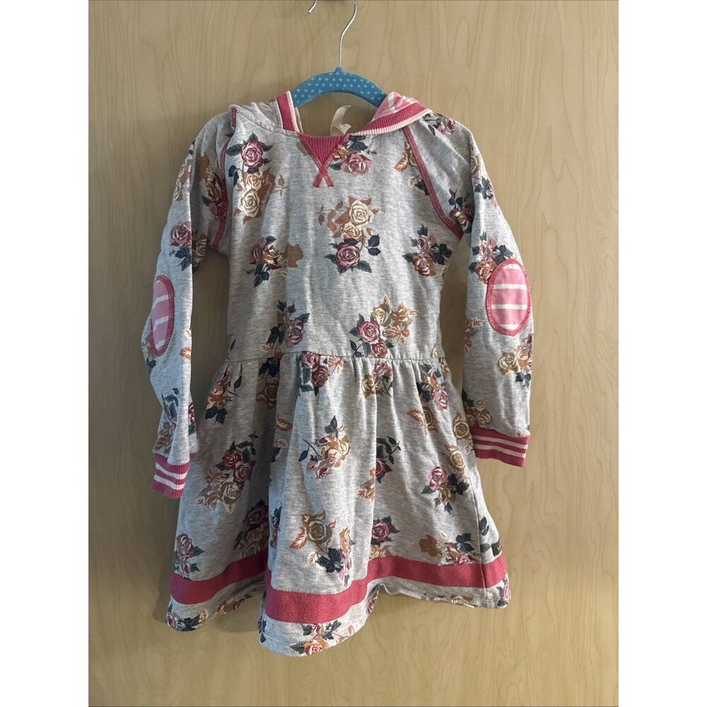 Matilda Jane Grey Floral Hooded Sweater Dress Size 6